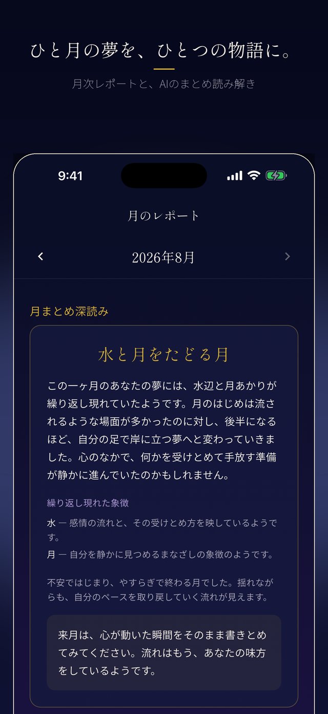 ひと月の夢を、ひとつの物語に。月次レポートとAIまとめ読み解き